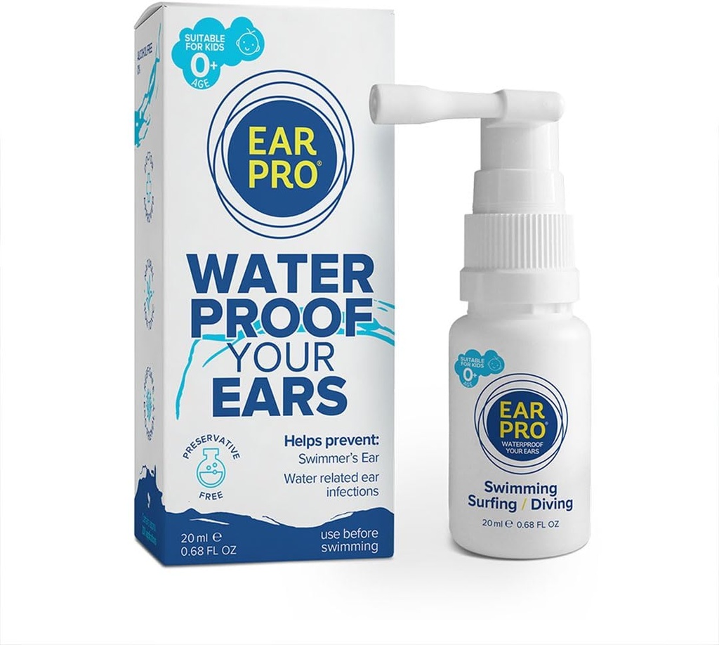 EarPro Natural Mayomer Ear Spray for Kids & Yetişkinler (20 ml) – Yüzmeden önce Su Bloku, Surfing veya Diving – Makyajlı Sulara Karşı Güvenli ve Kolay Koruma – 1 Pack, Up to 200 Mixs