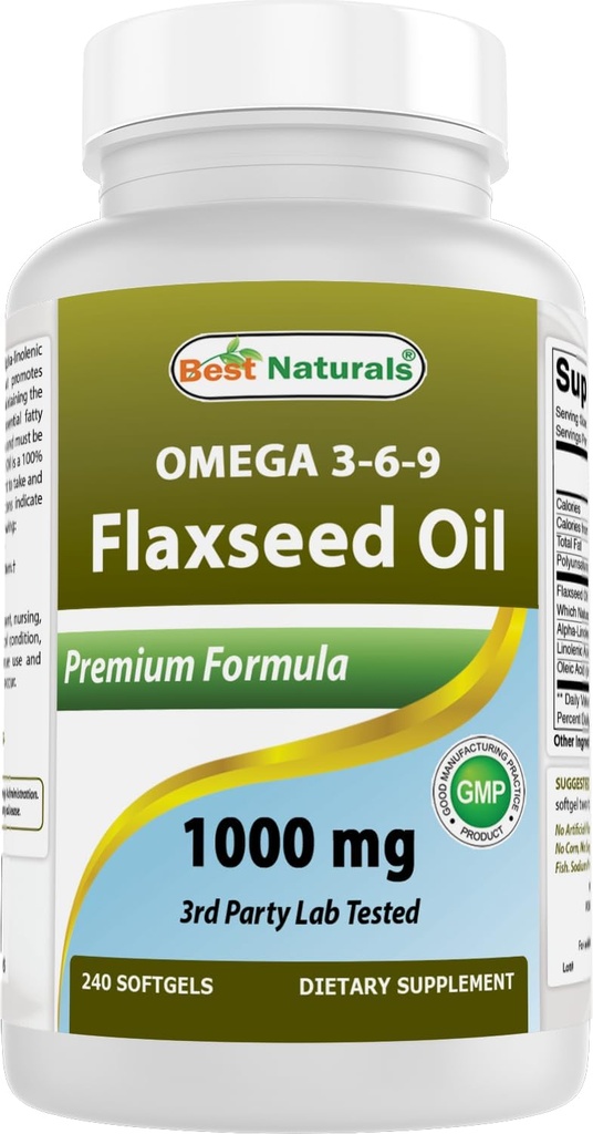 En İyi Doğallar Flaxseed Oil 1000 mg 240 Softgels - Omega-3-6-9 Kalp Sağlığı için