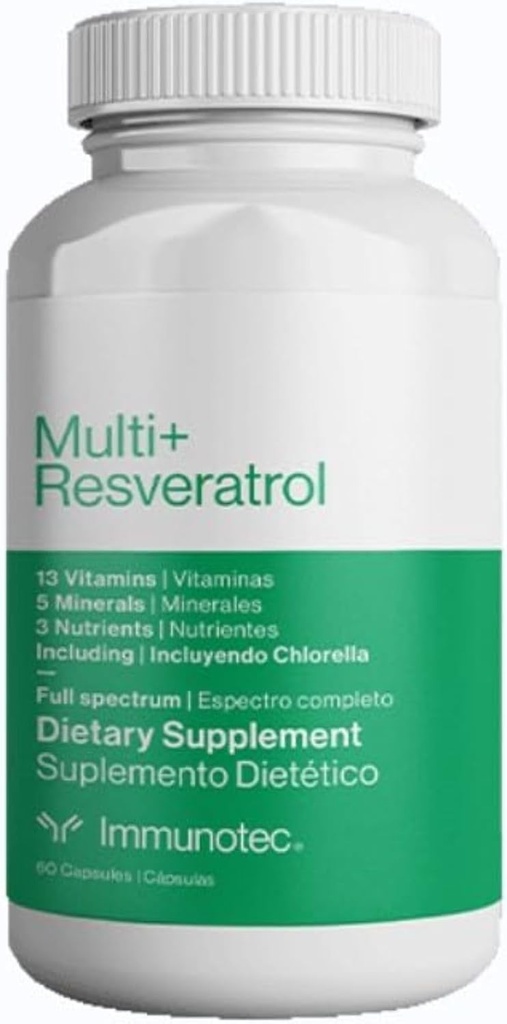 Immunotec - Multi+ Resveratrol - Full Spectrum Diyeter Supplement - 13 Vitamin, 5 Minerals, 3 Nutrients with Chlorellaella