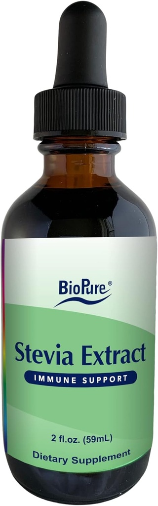BioPure Stevia Certified Organic Extract – Full Leaf Φυτικό Βάμμα με Βιοενεργές Ενώσεις για την υποστήριξη της Ανοσολογικής λειτουργίας, Microbiome Balance & Gut Health – 2 fl oz