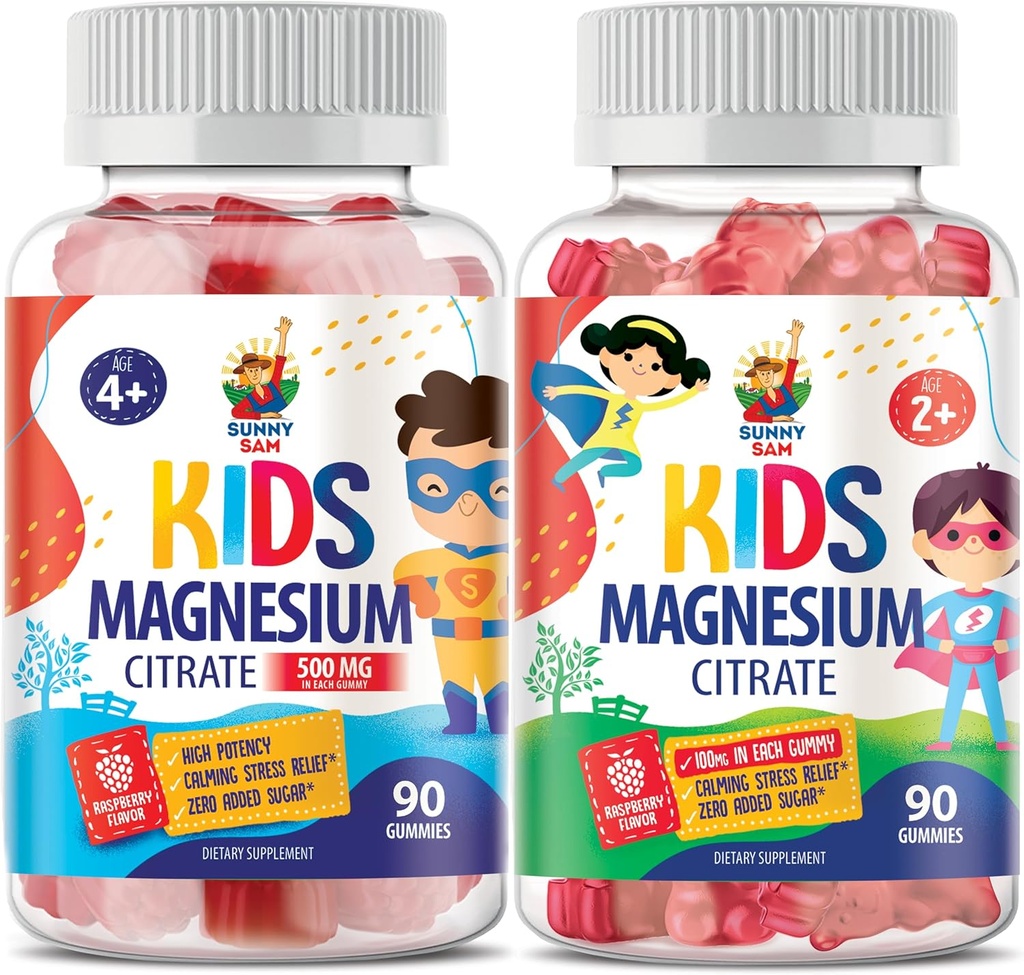 Sanny SAM Magnezyum Çocuklar ve Yetişkinler için Gummies - Calm Magnezyum Chews - Magnezyum Citrate Chewable Supplement for Mood & Muscle Support