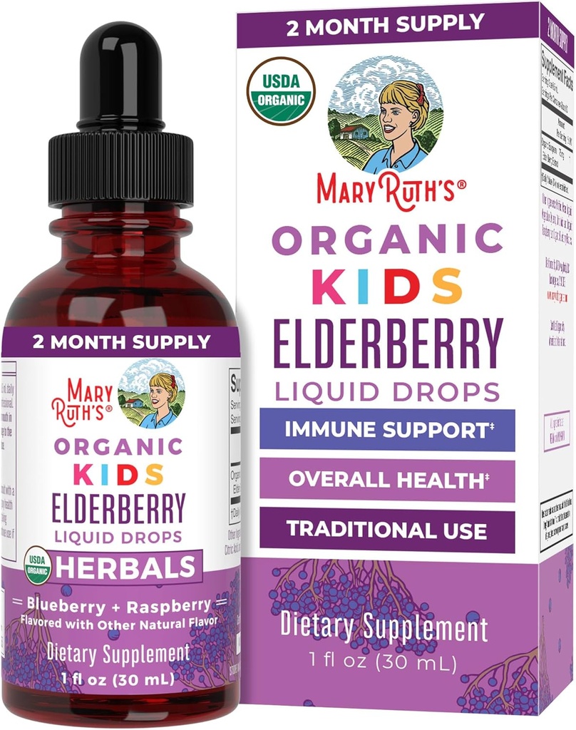 MaryRuth Organics USDA Organic Elderberry Liquid Drops for Kids 