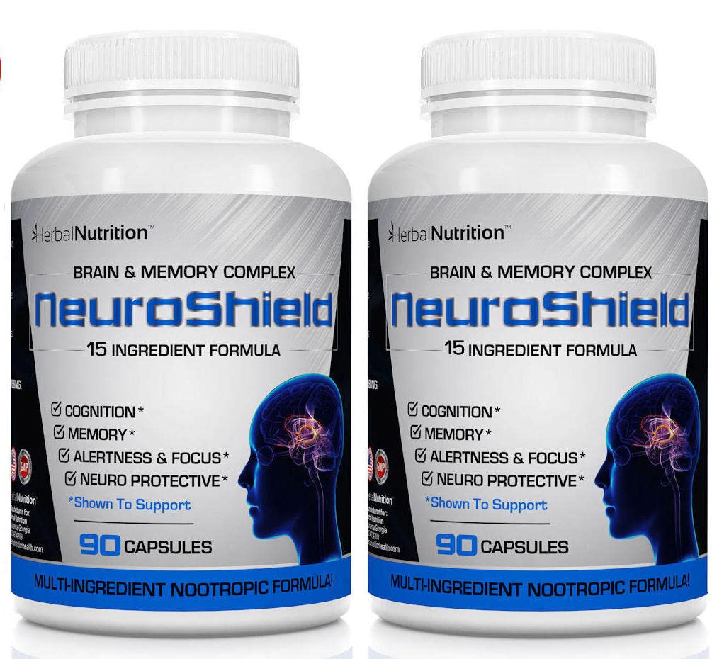 NöroShield, Brain Supplement a Nootropic Brain ATM and Memory Supplement, Contains Huperzine A, Ginko Biloba, Bacopa Plus Antioksis for Brain Health, Multi-Ingredients, 2 Şişes, 180 Capsules