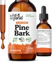 Wild & Organic Pine Bark Extract Tincture - Antioksit Desteği - Pinus Pinaster Supplements - Fransız Deniz Bark Liquid Drops - 2-Month Supply - Vegan, Alkol & Sugar-Free - 2 f ozzz