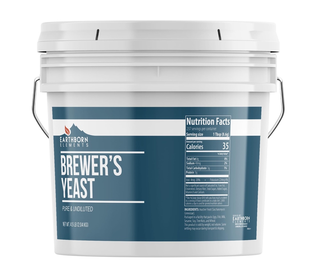 Earthborn στοιχεία Brewer’s Yeast 1 Gallon Bucket, Αγνή & Αδιάλυτη, Ανενεργή Yeast