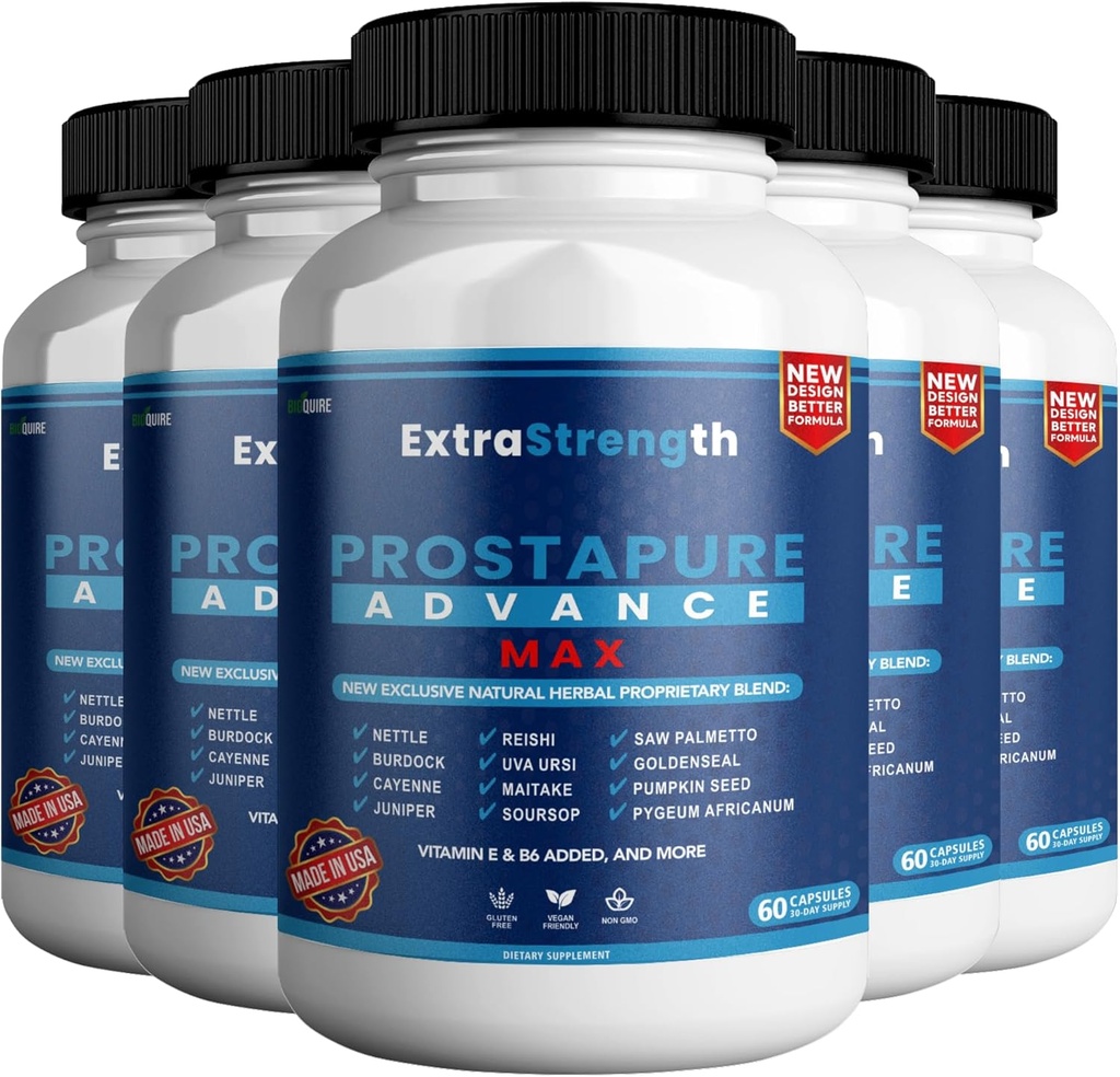 ProstaPure Advance Max Extra Strength Prostate Health Support Supplement, Saw Palmetto, Vegan, Non-GMO, Gluten-Free – 300 Capsules (5 Pack)
