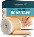 NUVADERMIS Silikon Cerrahi Silahlar Için Ses Bantı - 120" x 1.5" Roll - Wrinkles için Tıbbi Sınıf Scar Bant, Keloid Scars ve Hipertrophic Scars - Reusable Scar Sheets Roll - 1 Pack