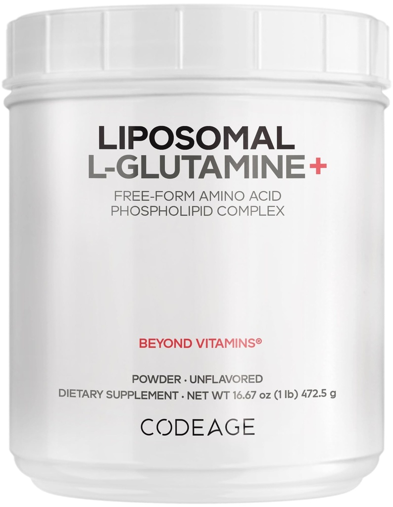 Kodage Liposomal L-Glutamine Toz - Yüksek Lisanslı L-Glutamine 5.000 mg - 3Month Supply - Liposomal Delivery, Free-Form Platinum Acid, Unflavored Glutamine - Non-GMO Gluten-Free - 16.67 ozmin