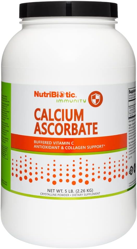 NutriBiotic - Steel Ascorbate Vitamin C Toz, 5 Lb | Essential Antioksi & Collagen Supplement Buffered withdis | Non Acidic & Easier on Digestion than Ascorbik Acid | Gluten & GMO Free