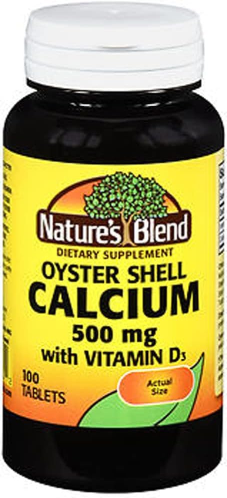 Nature's Blend Oyster Shell Calcium 500mg με βιταμίνη D3, 100 δισκία (πακέτο των 3)