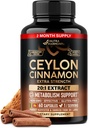 Ceylon Cinnamon Capsules - Ekstra Kuvvet - Enerji Kalp & Metabolism Erkekler ve Kadınlar için Destek - Pure Natural Cinnamon 20:1 Ekstra Supplement - GMO & Gluten Free - ABD'de Yapılan - 60 Capsules 2 Ay