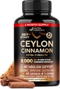Ceylon Cinnamon Capsules - Ekstra Kuvvet - Enerji Kalp & Metabolism Erkekler ve Kadınlar için Destek - Pure Natural Cinnamon 20:1 Ekstra Supplement - GMO & Gluten Free - ABD'de Yapılan - 60 Capsules 2 Ay