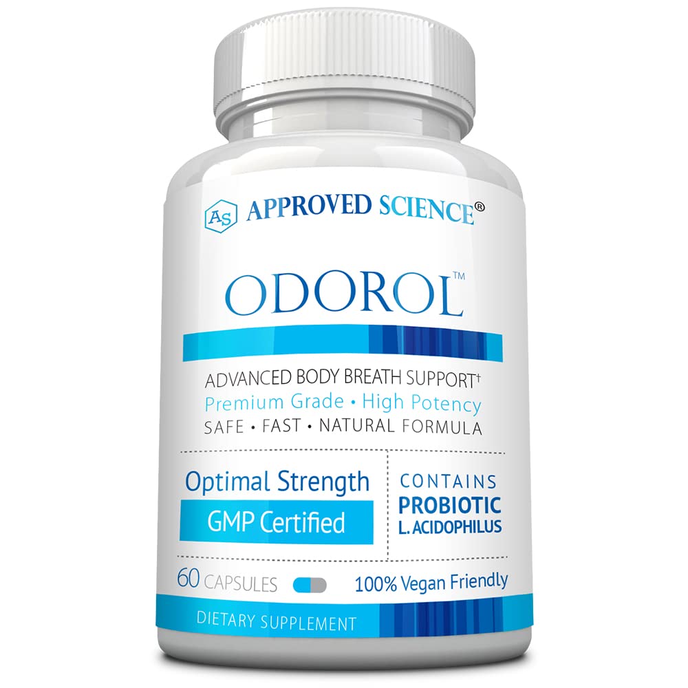Onaylanan Bilim Odorol - 60 Capsules - Freshen Bad Breath and Body Odor - Contains L.acidofilius, Yeşil Çay, Magnolia Bark, Peppermint Oil ve Fennel - All Natural, Vegan Friendly, Non-GMO