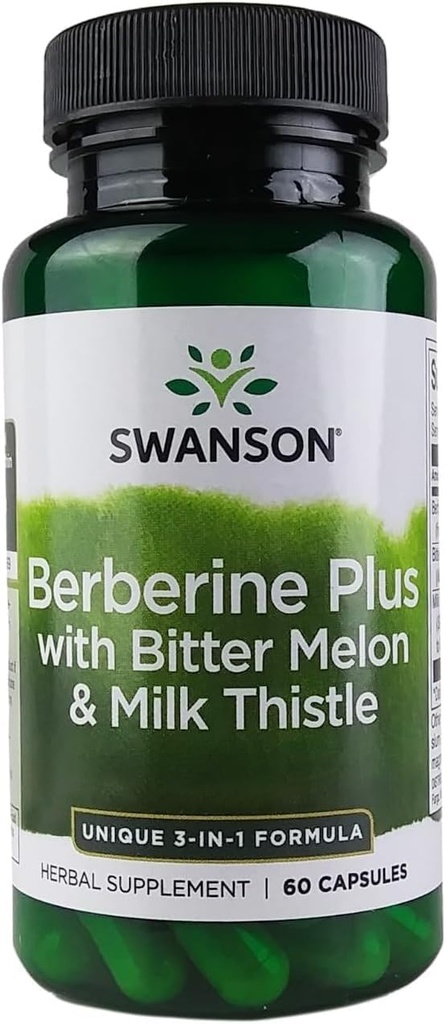 Swanson Berberine Plus Bitter Melon & Milk Butle - 3in-1 Formula 60 Caps