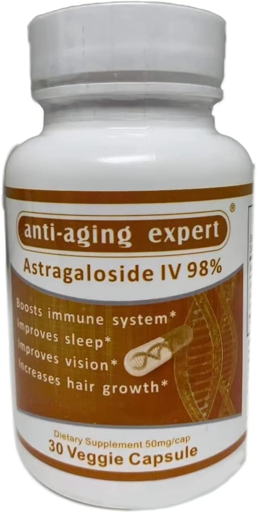 Mikronized Astragaloside IV 98 50 mg, Telomere Supplements -Astragalus Root Extract, Support Immune System and Antioxy Support, 30 Vgen Capsules