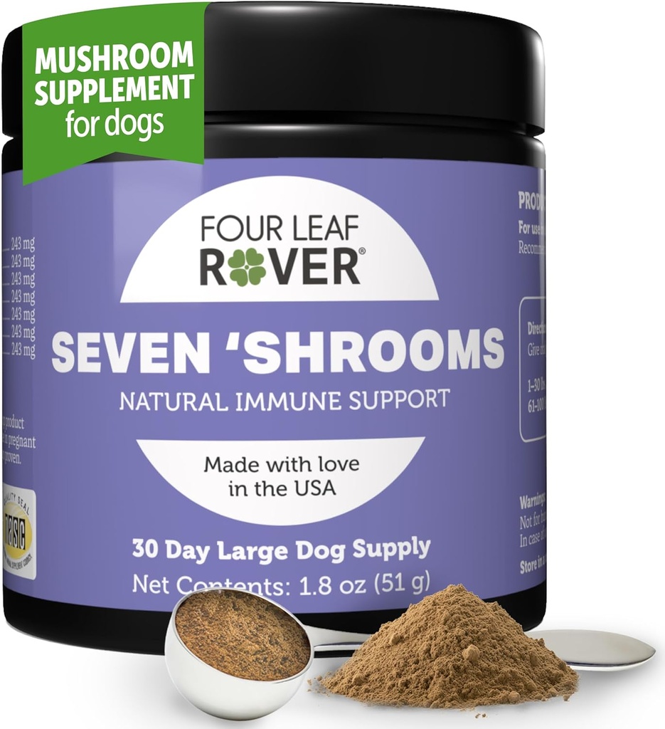 Four Leaf Rover Seven Shrooms - Βιολογικό συμπλήρωμα μανιταριών για σκύλους - Veterinian Formulated Whole Mushroom Extract
