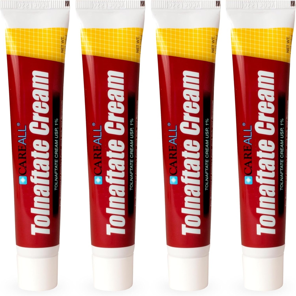 CareAll Tolnaftate Cream USP 1%, 1.0 oz. Tube (4 Pack), Αποτελεσματική Αντιμυκητιασική Θεραπεία και Itch Relief για το πόδι του αθλητή, Jock Itch, Ringworm, Σύγκριση με το Leading Brand