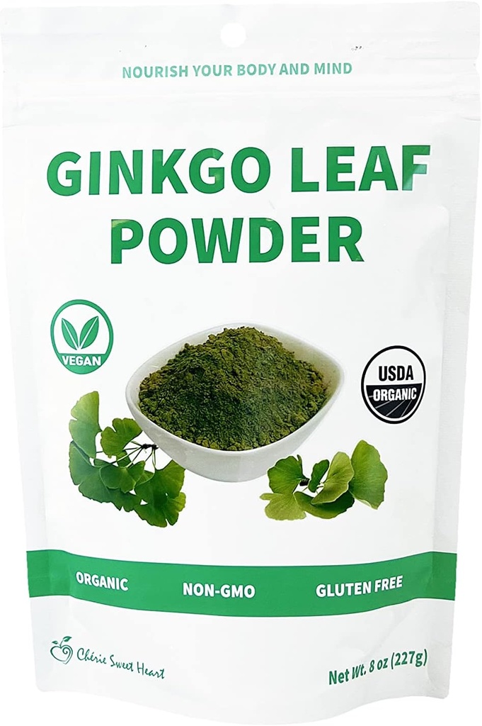 Chérie Sweet Heart Organic Ginkgo Biloba Leaf Powder, Filler Free, Χωρίς ΓΤΟ, Vegan Friendly (8 Ουγγιά)