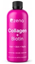 Kadınlar ve Erkekler için Zena Beslenme Sıvı Kolajn (Type 1 & 2) & 5000mcg Biotin, 2500 mg Verisol Bioaktif Collagen,, Saç, Skin, Nail Supplement, Karma Berry, 60 Hizmet, 20.3 fl ozz