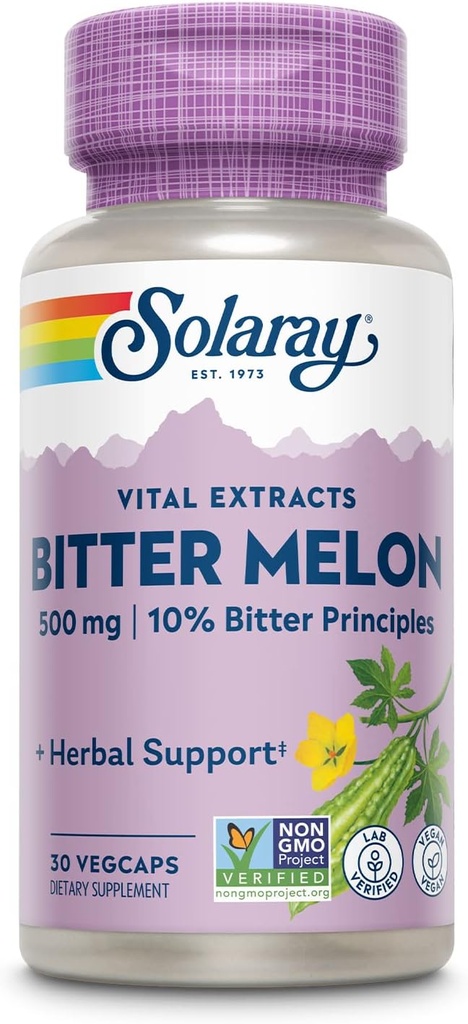 SOLARAY Bitter Melon Meyvesi, 50 mg (% 10) Bitter Principles Including Charantin, Vegan, 30 Hizmet, 30 VegCaps