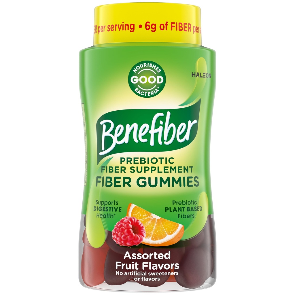 Benefiber Prebiyotik Fiber Supplement Gummies for Digestive Health, Assorted Fruit Flavor - 81 Count