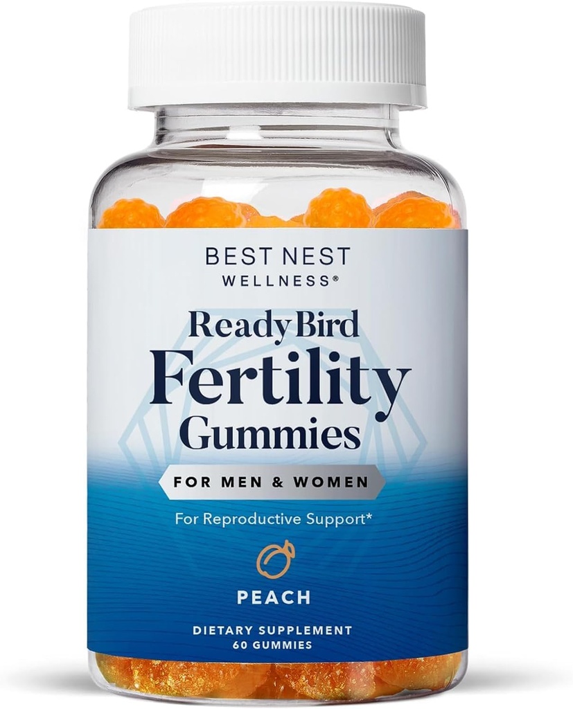Best Nest Wellness Fertility Gummies - Prenatal Multivitamin for Conception Support - Nutritional Supplement with Methylated Vitamins - Vibrant Health Support with Coenzyme Q10 - Peach, 60 Gummies