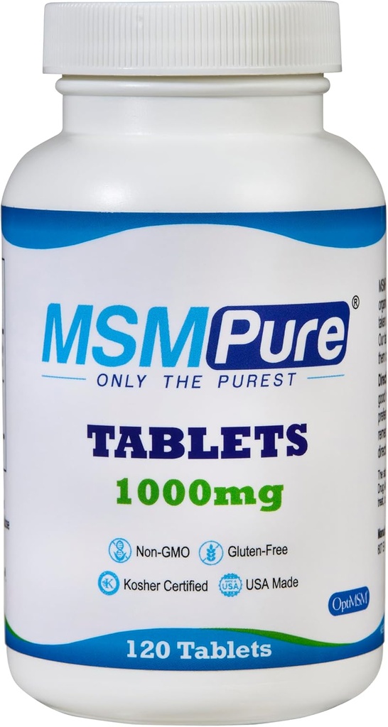 KALA SA MSMPure MSM Tabletleri - Ortak Sağlık, Cilt Görünümü, Saç & Nail Desteği için Tablet başına 1000 mg US-Made MSM - Easy Swallow için kaplama, Tasteless - 120