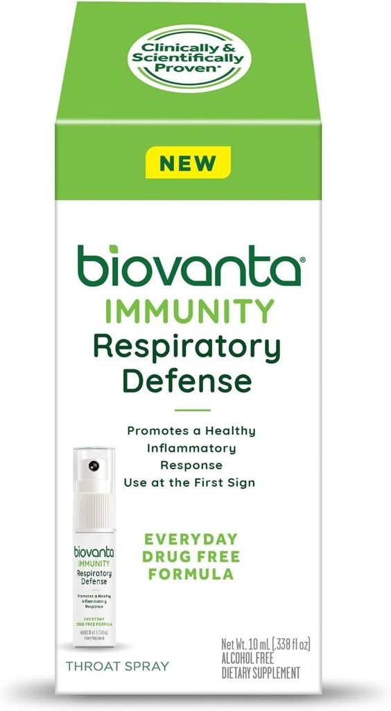 Biovanta Immunity Throat Spray, 10 ml, Natural Immune Support and Soothing Sore Throat Relief, Respiratory Defense, Prebiyotiks to Support Gut Health