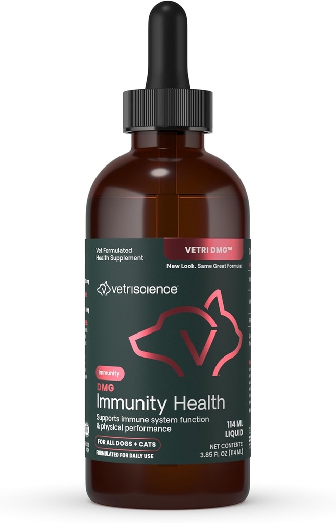 VETRISCIENCE DMG Immunity Health Easy-Dose Liquid, Vetri DMG Immune Support Supplement for Dogs and Cats, hipoallergenic, Support Performance, Stamina, Immune Response, DMG (Ditilglycine), 114 ml