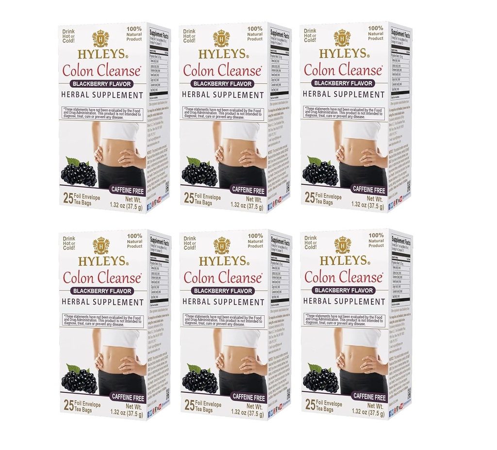 Hyleys Colon Cleanse Tea Blackberry Flavor (6 Pack - 150 Tea Bag Total)