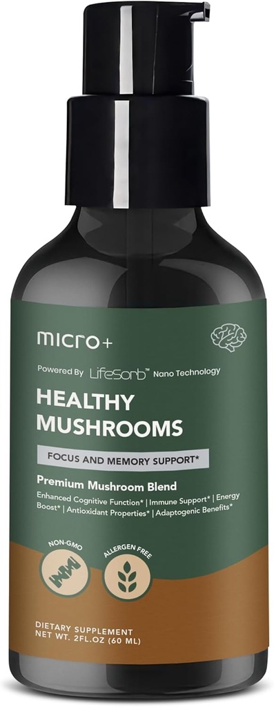 Mushroom+ Tarafından Micro+ Nootropic Brain Supplement with LifeSorb – for Focus, Memory, Cognitive Boost