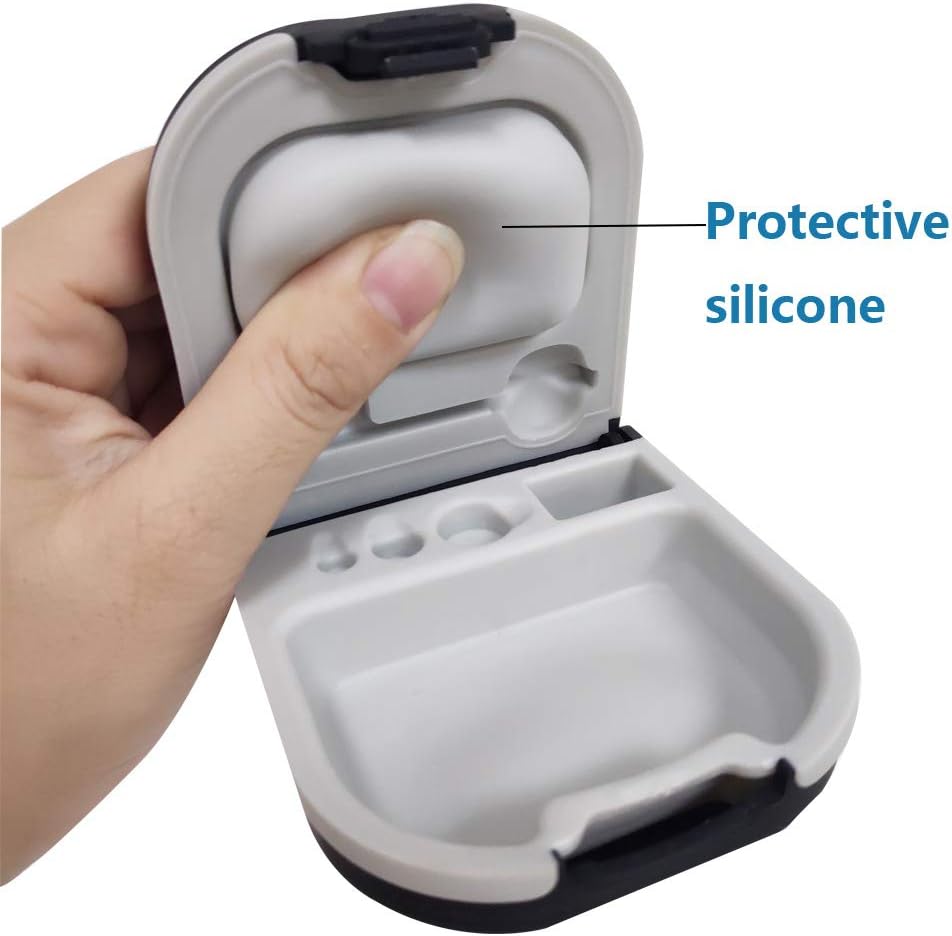 Battery Storage Slot Hard Small 0,59 ile işitme Yardımı Örneği"*2.44"2,000.57",Silicone Cushion, ITE, BTE İşitme Aids (Black)