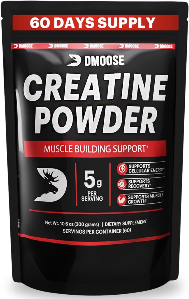 DMoose Tinatine Monohidrat Tozu - Kas Spor ve Kurtarma Supplement için Toz - 300g Per Serv (5g) 2 Scoops - 60 Hizmetler