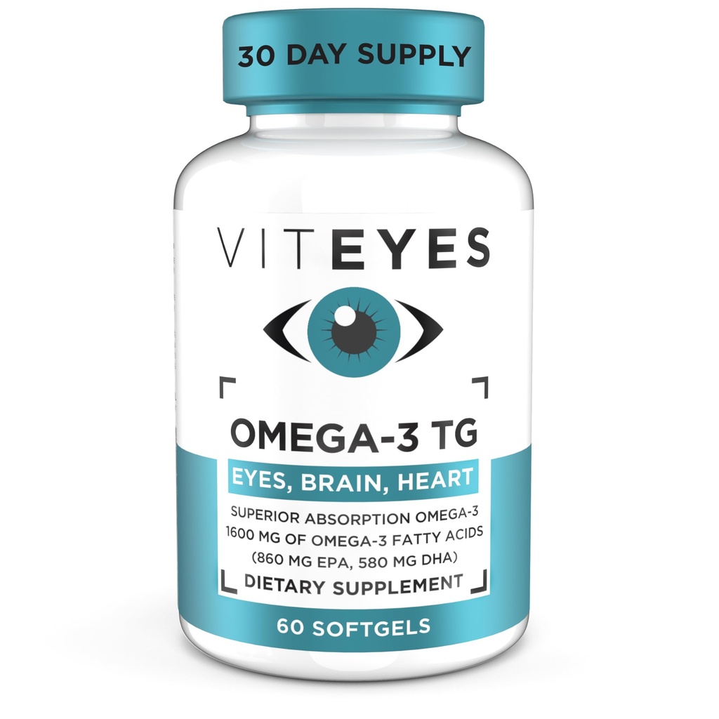 Viteyes Omega-3 TG Eye & Heart Health, Natural Triglyceride Fish Oil Formula, Clear, 60 Count