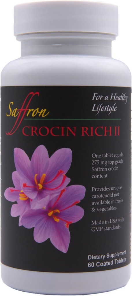CROCIN RICH II - 25mg Yüksek-Purity Crocin (Key Saffron Active) | Destekler Beyin, Ortak, Nerve & Motor Fonksiyonu, Focus & Mobility | Natural Neuroprotective & Antioksi Support | 60 Tabletler