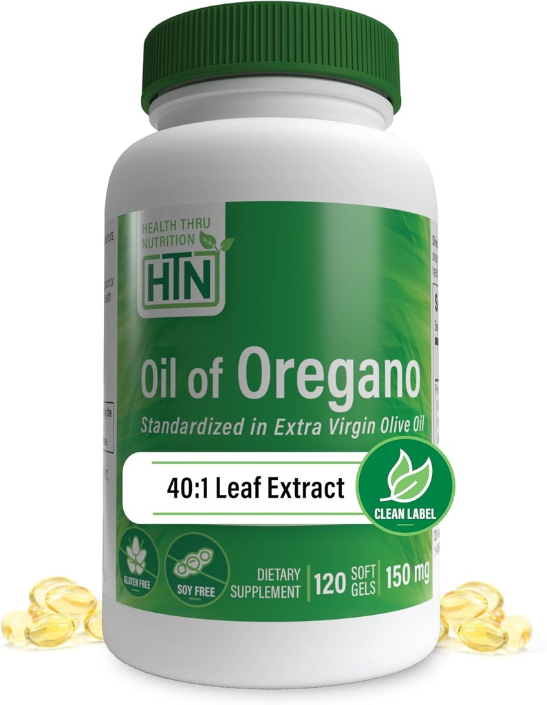 Oregano 120 Mini-Softgels | Wild Harvested | Avrupa 40:1 Origanum Vulgare Equivalent to 600 mg Oregano in Extra Virgin Zeytinyağı | Non-GMO Gluten Free | by Health Thru Beslenme (120 paketi)