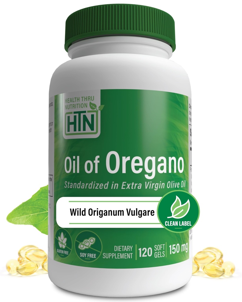 Oregano 120 Mini-Softgels | Wild Harvested | Avrupa 40:1 Origanum Vulgare Equivalent to 600 mg Oregano in Extra Virgin Zeytinyağı | Non-GMO Gluten Free | by Health Thru Beslenme (120 paketi)
