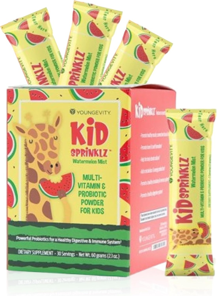 Youngevity Kidsprinklz Watermelon Mist Multi-vitamin Toz - Çocuklar Multivitamin & Toddler Multivitamin - Vitaminler, Mineraller ve Probiyotikler - 30 Hizmet