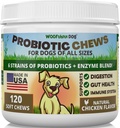 Probiotics for Dogs - Digestive Health, Gut Flora, Bowel Support, Immune System Support - Μαλακό συμπλήρωμα μάσημα για σκύλους 120 ct, Made in USA