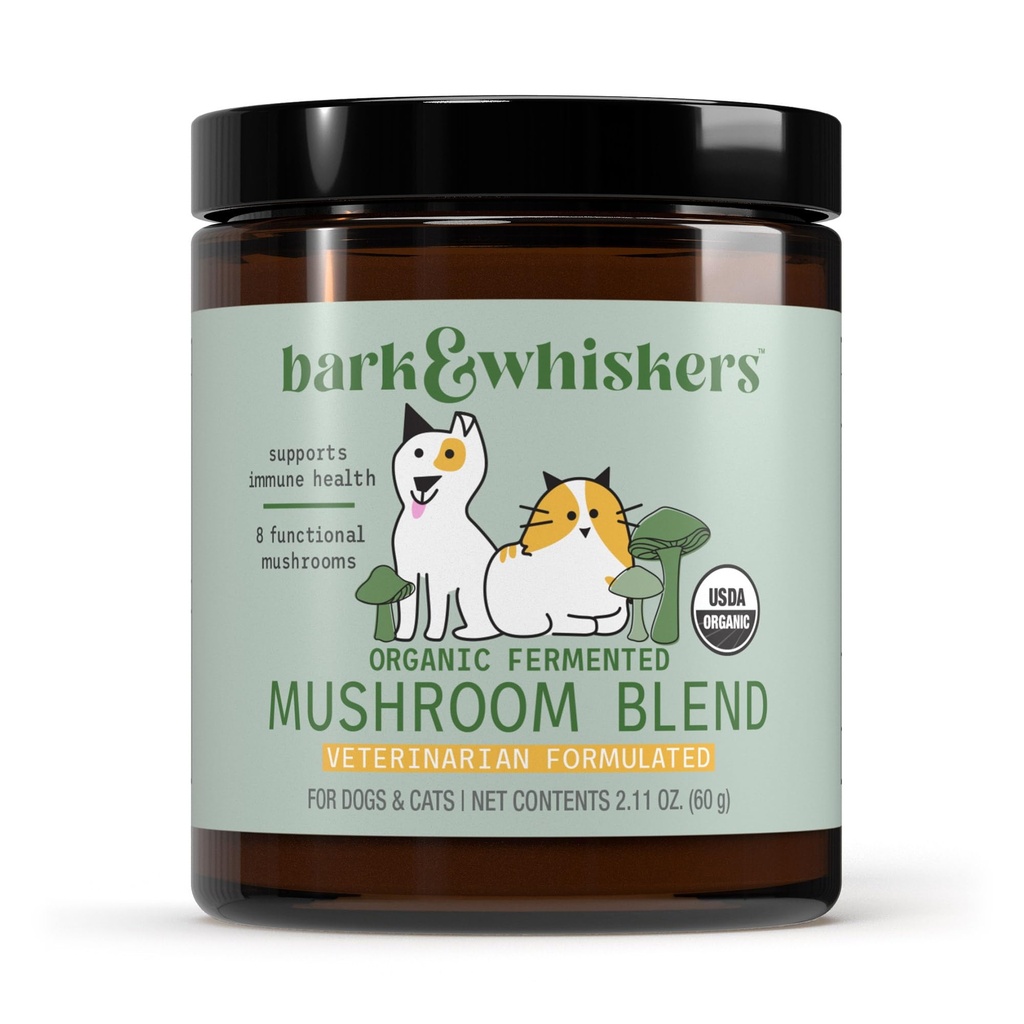 Dr. Mercola Bark & Whiskers Organik Fermented Mushroom Mix - Cat & Dog Supplement - Supports Digestive & Immune Health - Free from quotations, Filler & Gluten - 2.11 oz. (60 Scoops)