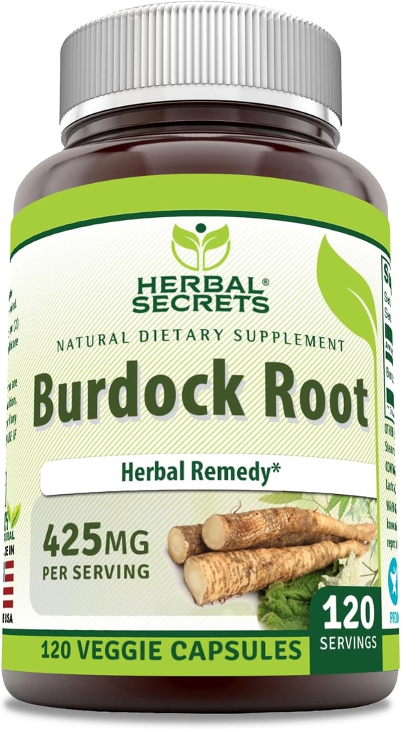 Herbal Sırları Burdock Root Supplement | 425 Mg Per | 120 Veggie Capsules | Non-GMO | Gluten Free | Made in USA