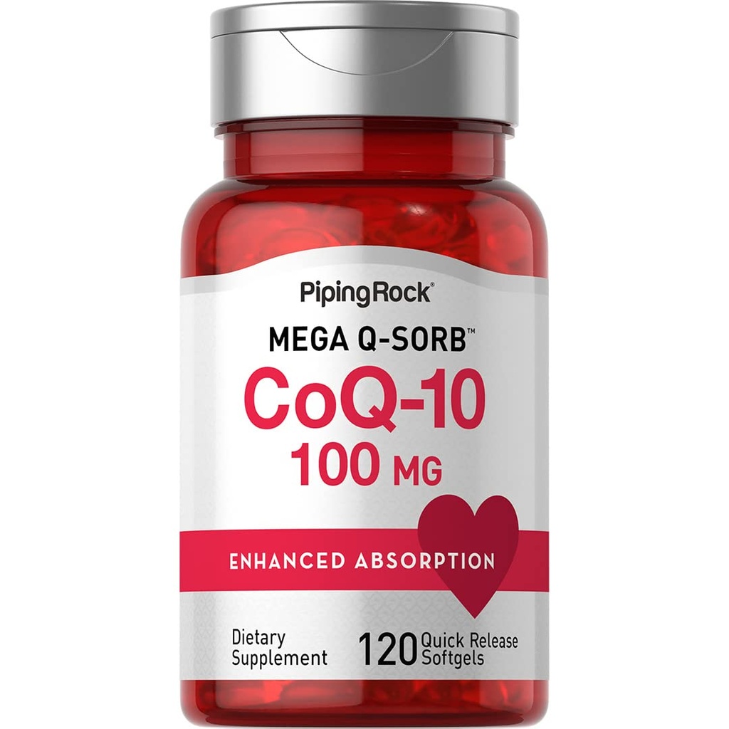 Piping Rock CoQ10 100 mg | 120 Softgels | Black Pepper Extract | Non-GMO, Gluten Free Supplement