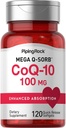 Piping Rock CoQ10 100 mg | 120 Softgels | Black Pepper Extract | Non-GMO, Gluten Free Supplement