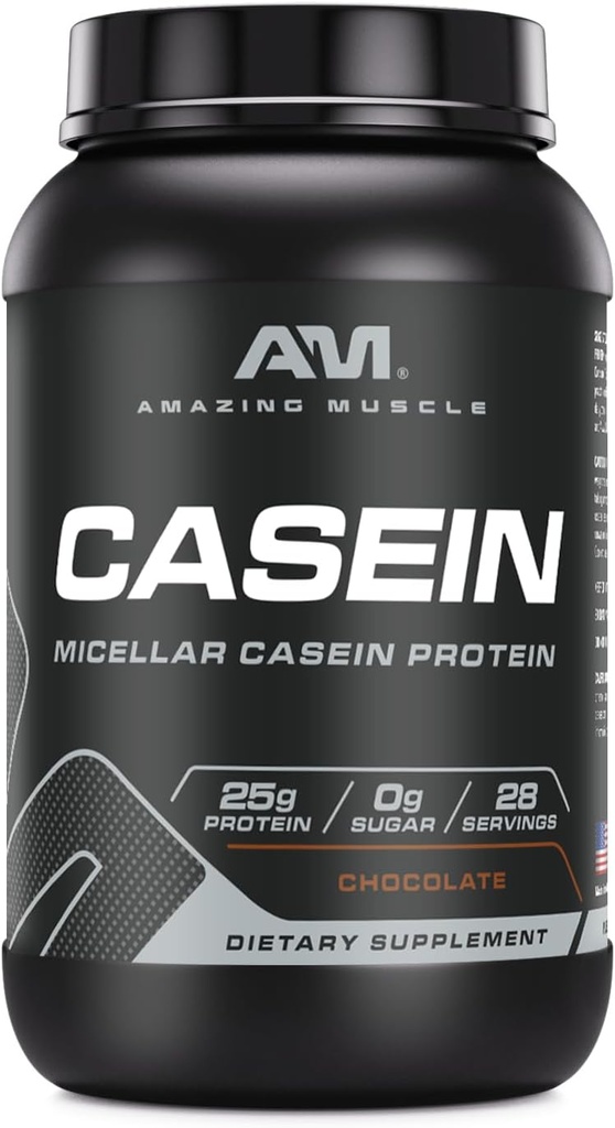 Amazing Muscle Casein protein Toz | Chocolate Flavor | 25 G Protein | 2 Lb (907 G) | Non-GMO | Made in USA