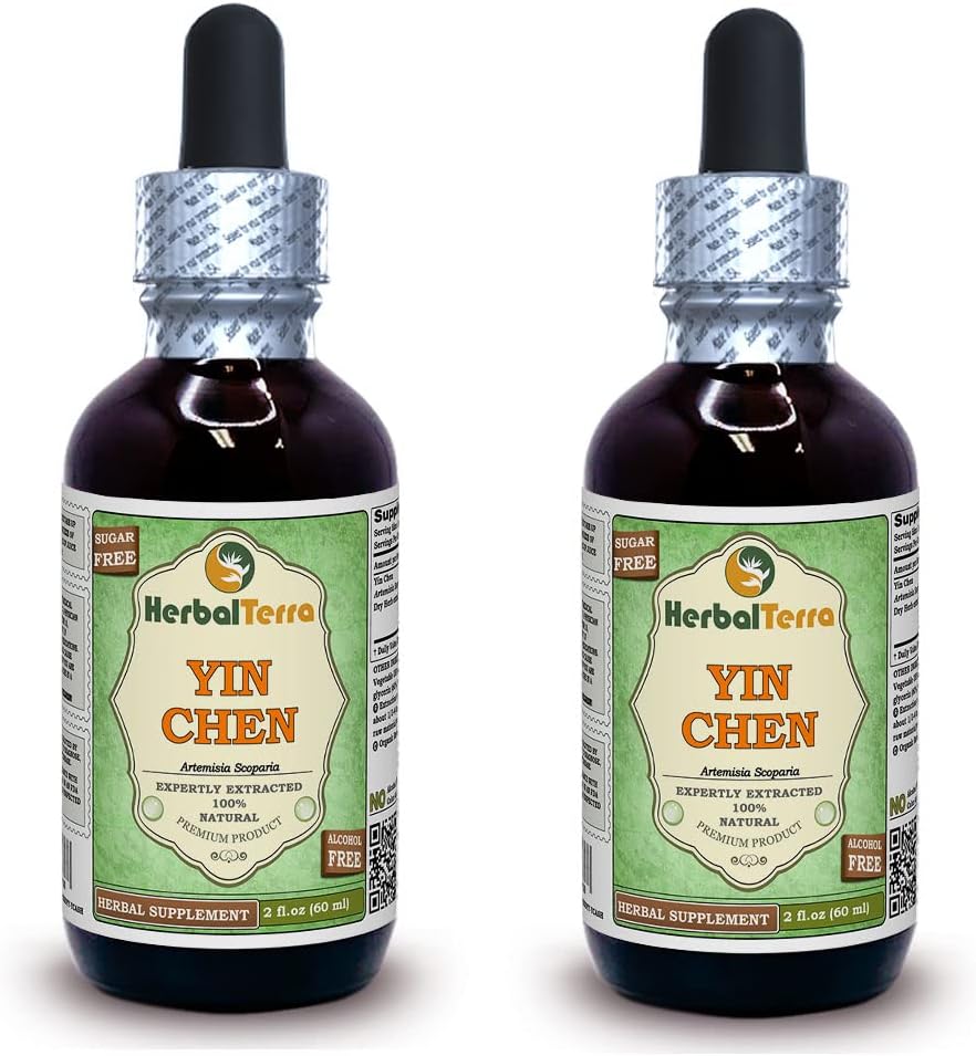 Yin Chen, Capillary Wormwood (Artemisia Scoparia) Glycerite, Kuru Herb Alkol-FREE Sıvı Ekstraksiyon (Brand adı: HerbalTerra, Proudly ABD'de yapıldı) 2x2 fl.oz (2x60 ml)