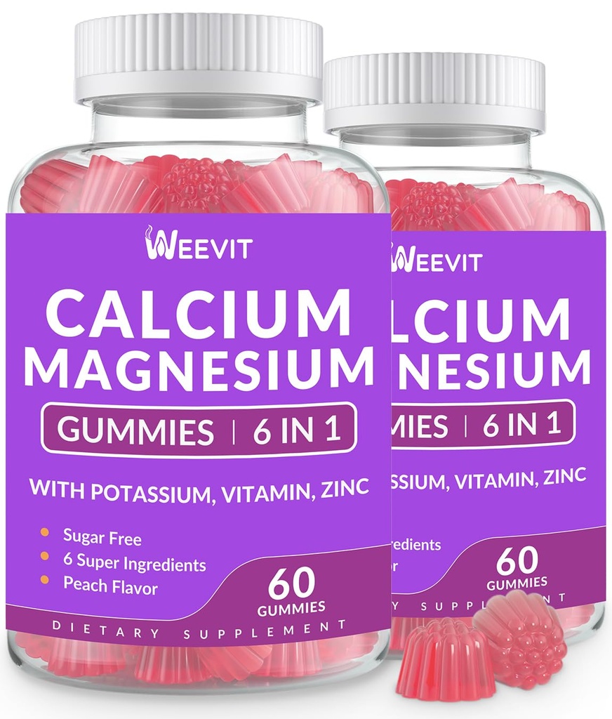 Sugar Freeuba Gummies w/Vitamin D3 K2, Bone, Muscle & Immune, Algae CA Magnezyum 2:1 Kadın ve Erkekler için - Vegan