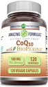 Amazing Formulas CoQ10 ile BioPerine 100 Mg | Vegetarian Capsules Supplement | Non-GMO | Gluten-Free | Made in USA (1 Pack | 120) Count)