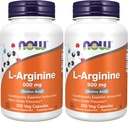 Şimdi Tamamlar, L-Arginine 500 mg, Nitrik Oksit Precursor*, Amino Asit, 250 Veg Capsules (Pack of 2)