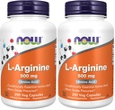 NOW Συμπληρώματα, L-αργινίνη 500 mg, Nitric Oxide Precursor *, Amino Acid, 250 κάψουλες Veg (πακέτο των 2)