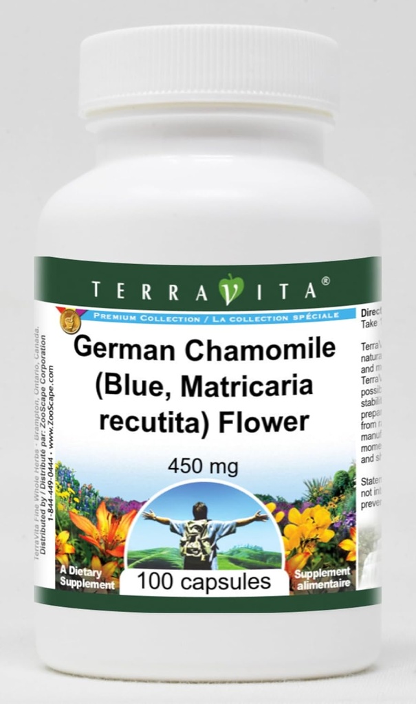 Alman Chamomile (Mavi, Matricaria recutita) Flower - 450 mg (100 Capsules, ZIN: 516213) - 3 Pack
